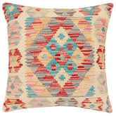 handmade Traditional Pillow Red Blue Hand-Woven SQUARE 100% WOOL Hand woven turkish pillow2' x 2'